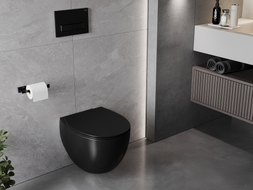 Mexen Egg WC-Schüssel Rimless mit Slim-Softclose-Sitz, Duroplast, Schwarz Matt - 30245070
