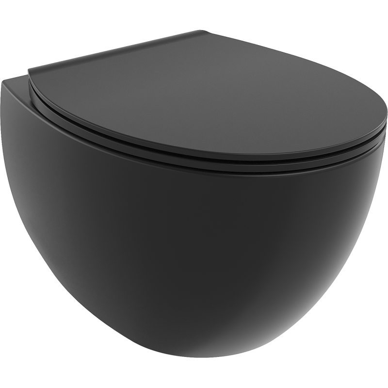 Mexen Egg WC-Schüssel Rimless mit Slim-Softclose-Sitz, Duroplast, Schwarz Matt - 30245070