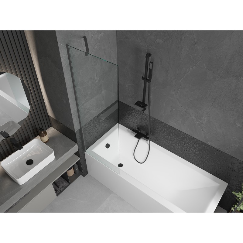Mexen Next Badewannenabtrennung einteilig 60 x 150 cm, transparent, Gun Metal - 895-060-000-00-00-95
