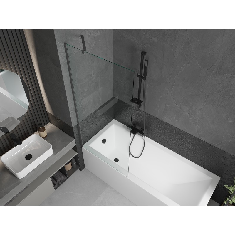 Mexen Next Badewannenabtrennung 1-flügelig 80 x 150 cm, transparent, Gun Metal - 895-080-000-00-00-95