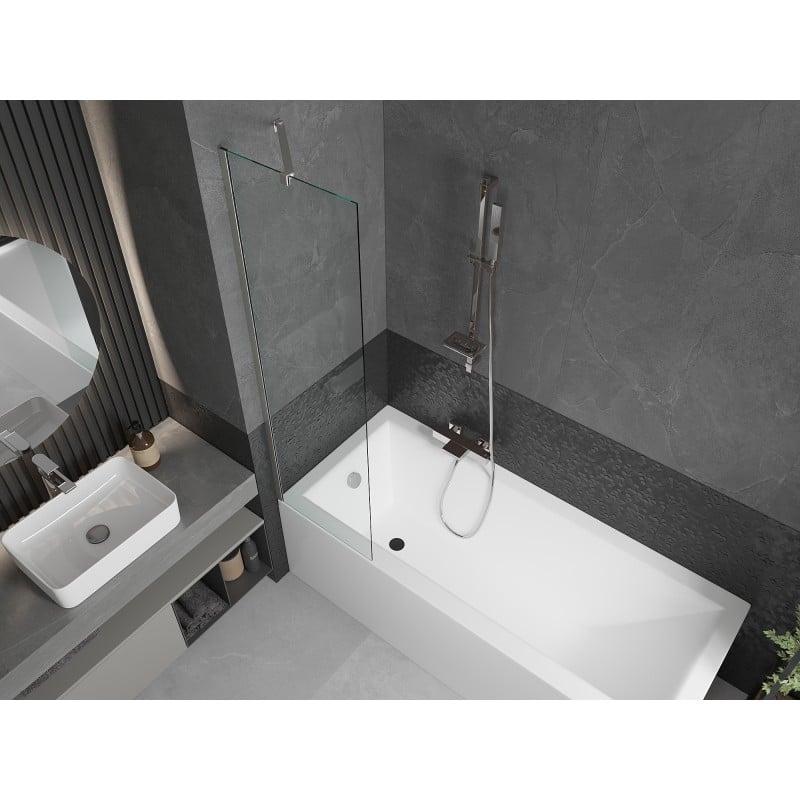 Mexen Next Badewannenwand 1-flügelig 50 x 150 cm, transparent, gebürsteter Nickel - 895-050-000-00-00-97
