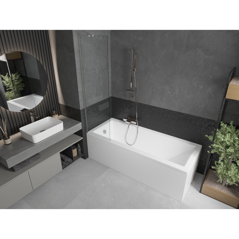 Mexen Next Badewannenwand 1-flügelig 50 x 150 cm, transparent, gebürsteter Nickel - 895-050-000-00-00-97