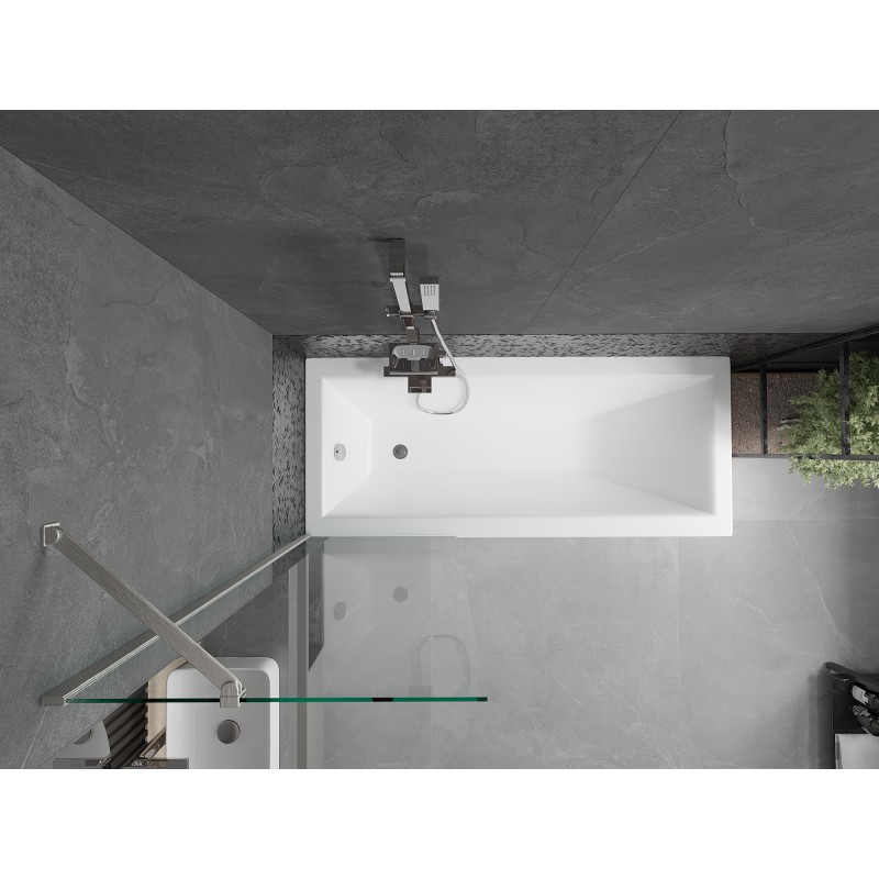 Mexen Next Badewannenabtrennung 1-flügelig 60 x 150 cm, transparent, gebürstetes Nickel - 895-060-000-00-00-97