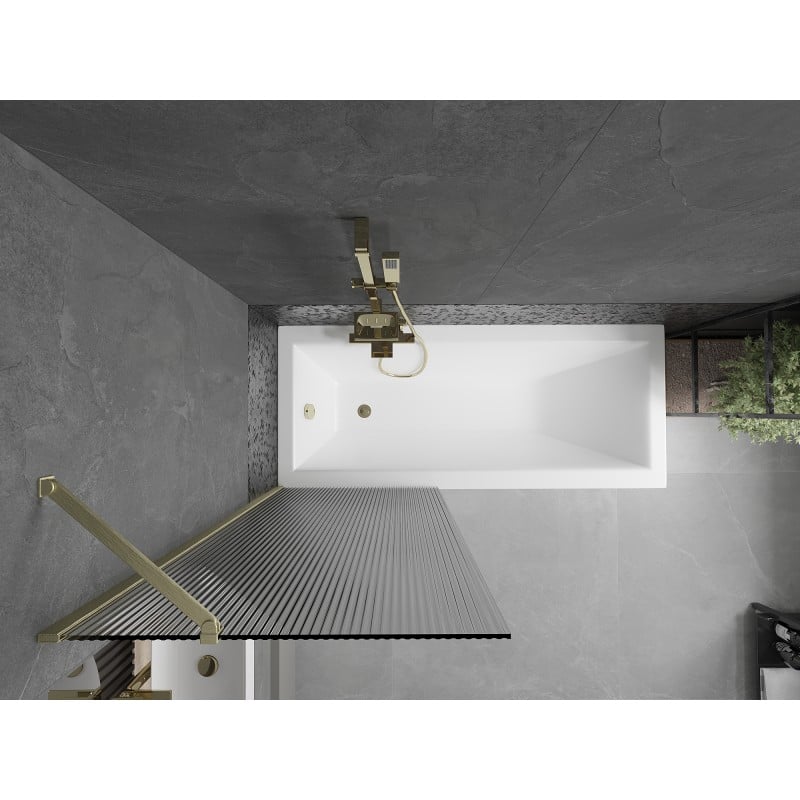 Mexen Next Duschabtrennung 1-flügelig 70 x 150 cm, gestreift, gold gebürstet - 895-070-000-00-09-55