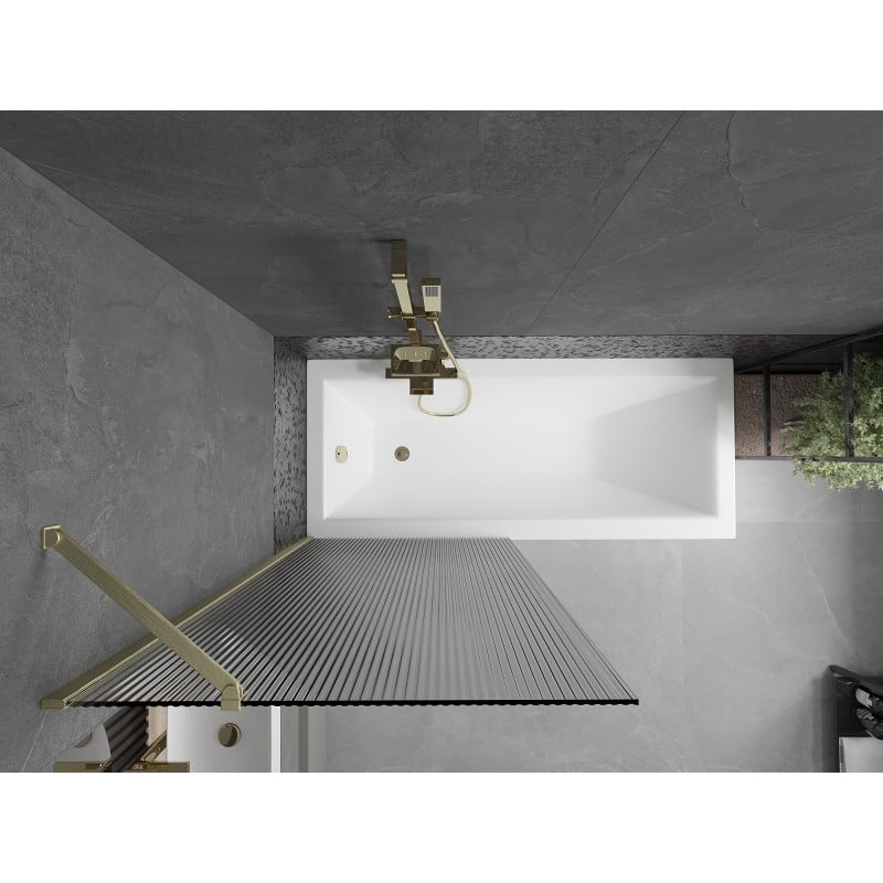Mexen Next Badewannenwand 1-flügelig 80 x 150 cm, Streifen, gebürstet Gold - 895-080-000-00-09-55