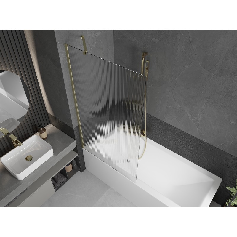 Mexen Next Badewannenfaltwand 1-flügelig 90 x 150 cm, Streifen, gold gebürstet - 895-090-000-00-09-55