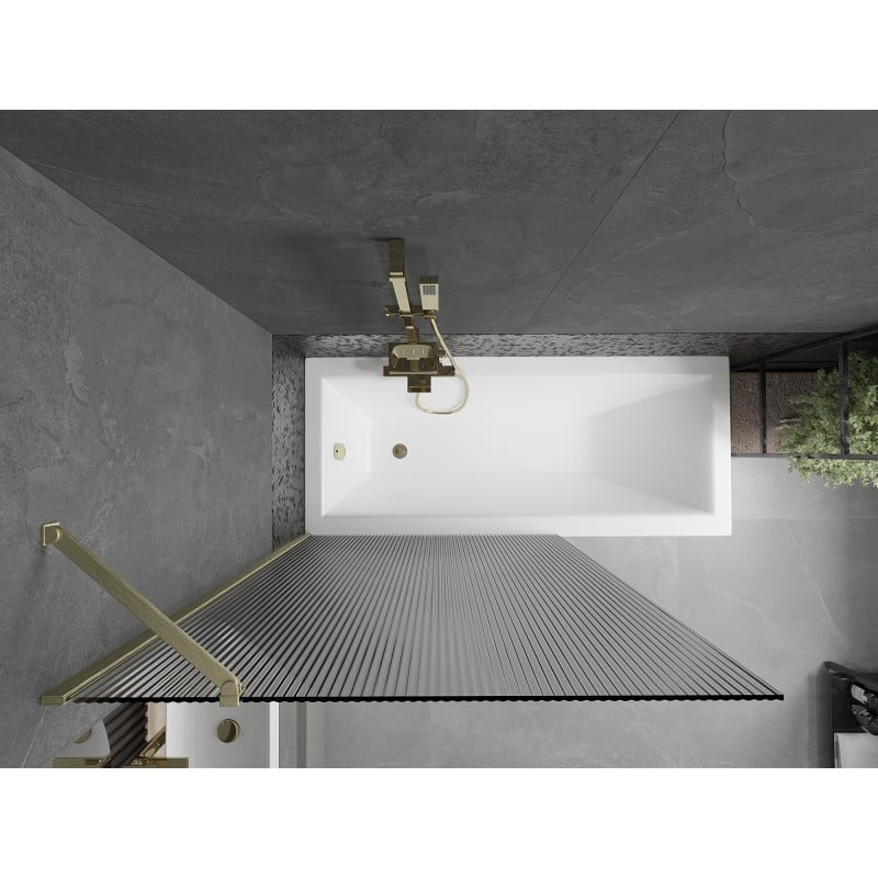 Mexen Next Duschwand 1-flügelig 100 x 150 cm, Streifen, gebürstetes Gold - 895-100-000-00-09-55