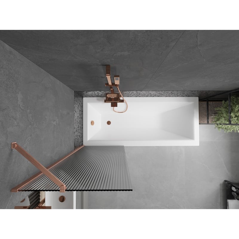 Mexen Next Duschabtrennung für Badewanne 1-flügelig 60 x 150 cm, Streifen, gebürstetes Kupfer - 895-060-000-00-09-65