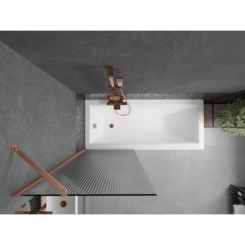 Mexen Next Badewannenfaltwand 1-teilig 70 x 150 cm, Streifen, gebürstetes Kupfer - 895-070-000-00-09-65