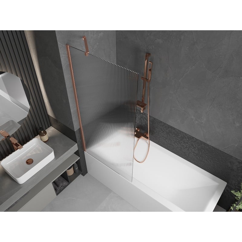 Mexen Next Badewannen-Bildschirm 1-flügelig 80 x 150 cm, Streifen, gebürstetes Kupfer - 895-080-000-00-09-65