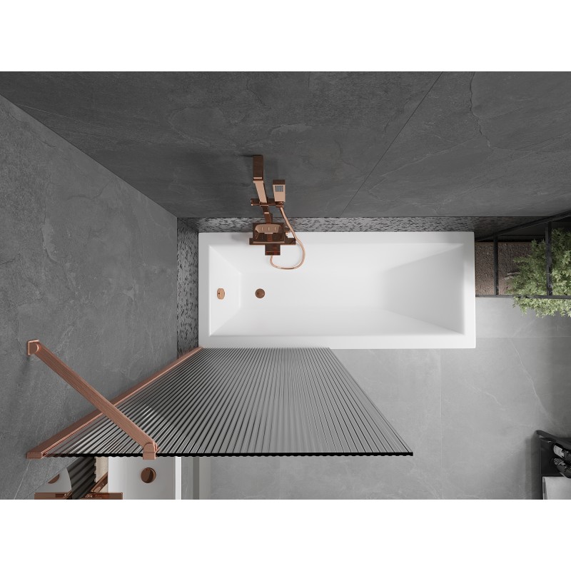 Mexen Next Badewannen-Bildschirm 1-flügelig 80 x 150 cm, Streifen, gebürstetes Kupfer - 895-080-000-00-09-65
