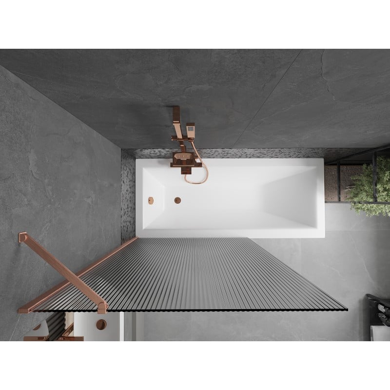 Mexen Next Badewannenfaltwand 1-flügelig 100 x 150 cm, Streifen, gebürstetes Kupfer - 895-100-000-00-09-65