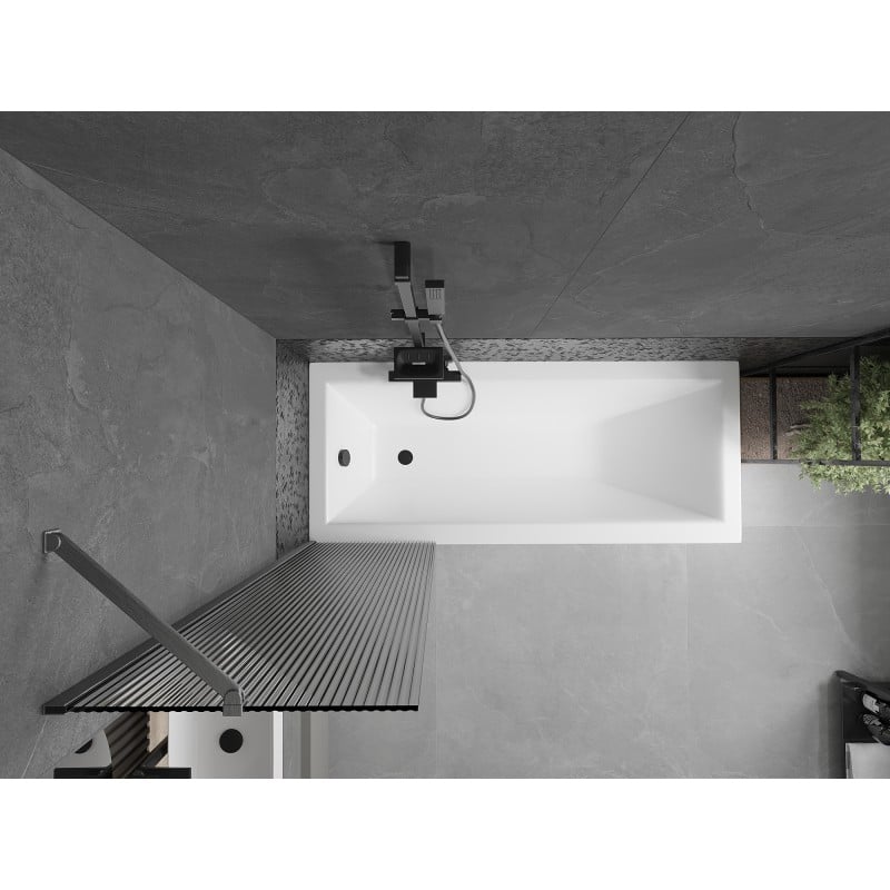 Mexen Next 1-flügeliger Badewannenaufsatz 50 x 150 cm, Streifen, gebürstet Gun Gray - 895-050-000-00-09-66