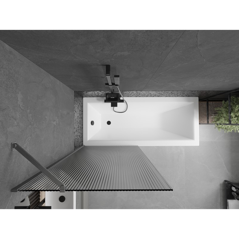 Mexen Next Badewannenabtrennung 1-flügelig 80 x 150 cm, Streifen, gebürstetes Gun Gray - 895-080-000-00-09-66