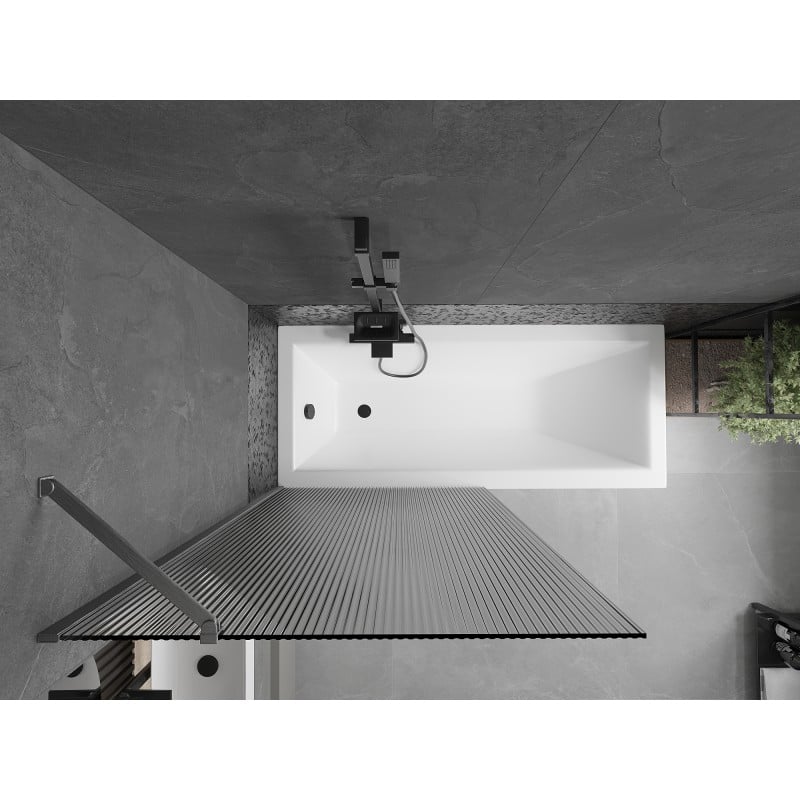Mexen Next 1-flügelige Badewannenabtrennung 90 x 150 cm, Streifen, gebürstetes Gun Gray - 895-090-000-00-09-66