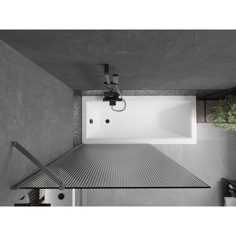 Mexen Next Badewannenfaltwand 1-flügelig 100 x 150 cm, Streifen, gebürstetes Gun Gray - 895-100-000-00-09-66