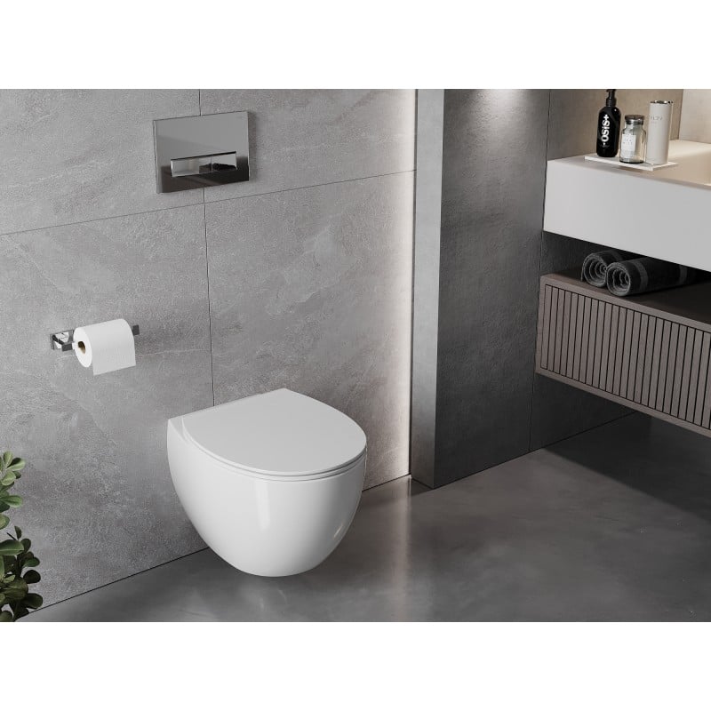 Mexen Egg WC-Schüssel Rimless mit langsam schließendem Slim-Sitz, Duroplast, weiß glänzend - 30245000