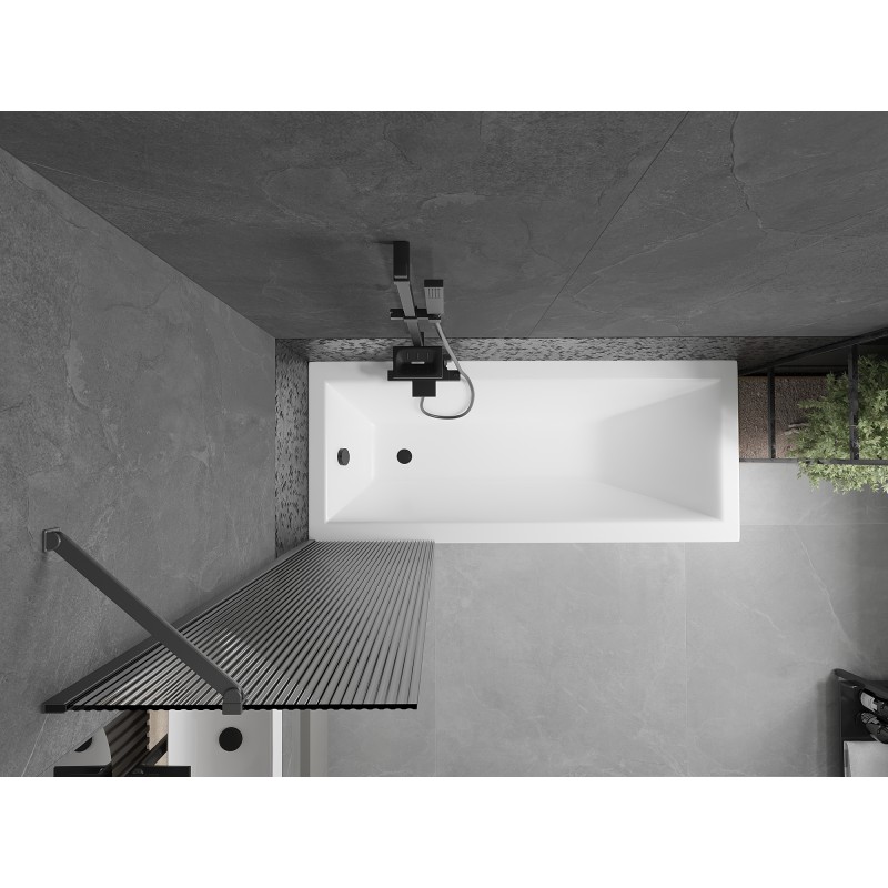 Mexen Next Badewannenwand 1-flügelig 50 x 150 cm, Streifen, Gun Metal - 895-050-000-00-09-95