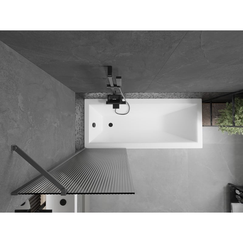 Mexen Next Badewannenaufsatz 1-flügelig 60 x 150 cm, Prägungen, Gun Metal - 895-060-000-00-09-95