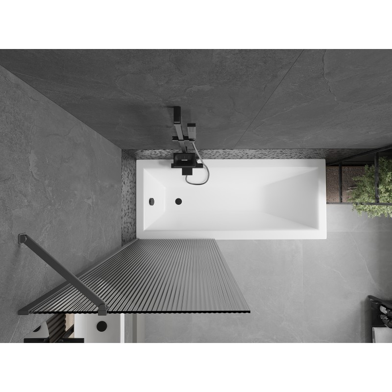 Mexen Next Badewannenfaltwand 1-flügelig 70 x 150 cm, Streifen, Gun Metal - 895-070-000-00-09-95