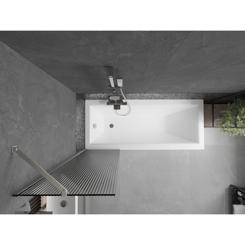 Mexen Next Badewannenabtrennung 1-flügelig 50 x 150 cm, Streifen, gebürstetes Nickel - 895-050-000-00-09-97