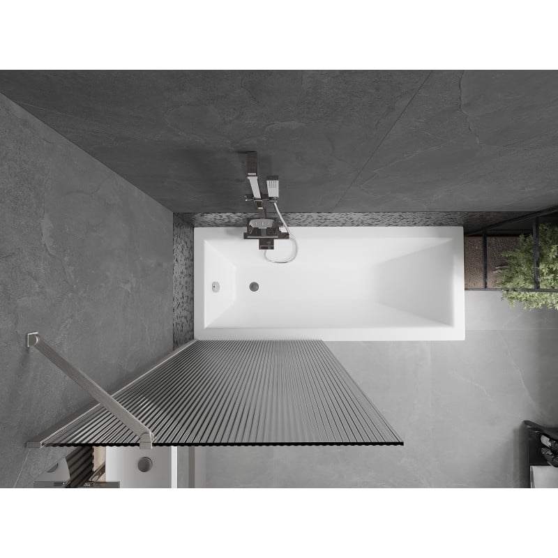 Mexen Next Badewannenfaltwand 1-teilig 80 x 150 cm, Streifen, gebürsteter Nickel - 895-080-000-00-09-97