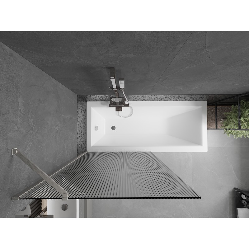 Mexen Next Badewannenfaltwand 1-flügelig 90 x 150 cm, Streifen, gebürsteter Nickel - 895-090-000-00-09-97