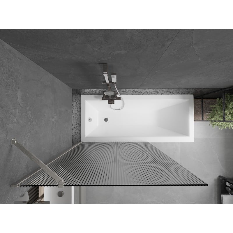 Mexen Next Badewannenfalttür 1-flügelig 100 x 150 cm, Streifen, gebürsteter Nickel - 895-100-000-00-09-97