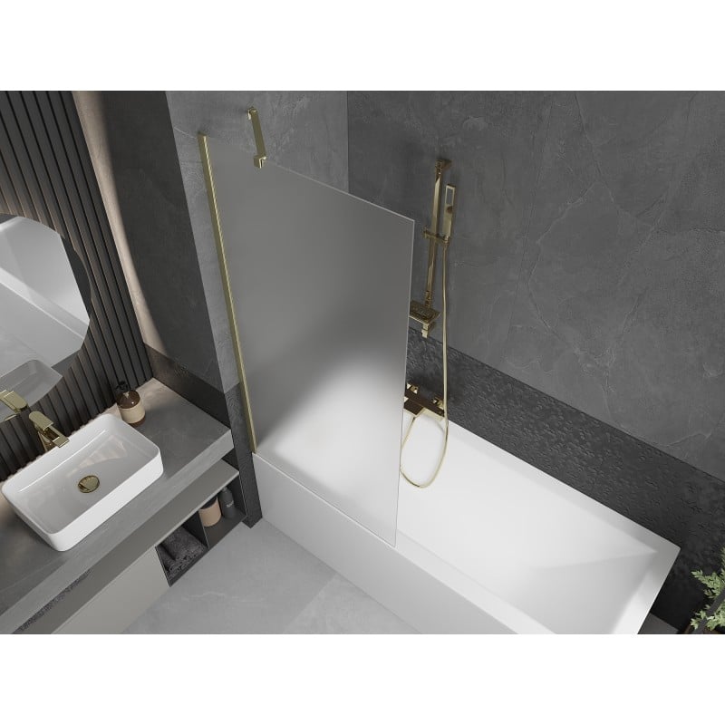 Mexen Next Badewannenwand 1-flügelig 80 x 150 cm, matt, gold gebürstet - 895-080-000-00-30-55