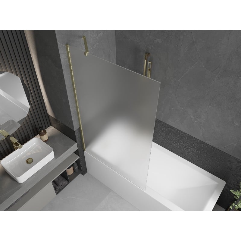 Mexen Next Badewannenwand 1-flügelig 100 x 150 cm, matt, gebürstet gold - 895-100-000-00-30-55