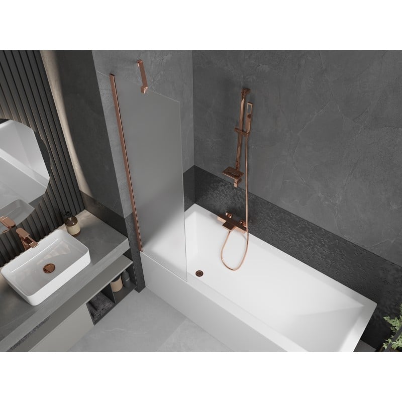Mexen Next Badewannenabtrennung 1-flügelig 50 x 150 cm, satiniert, gebürstetes Kupfer - 895-050-000-00-30-65