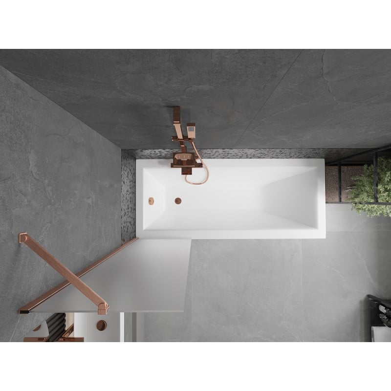 Mexen Next Badewannenabtrennung 1-flügelig 50 x 150 cm, satiniert, gebürstetes Kupfer - 895-050-000-00-30-65