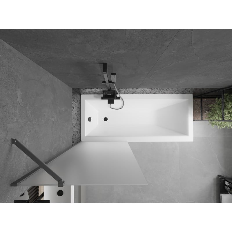 Mexen Next Duschwand 1-flügelig 70 x 150 cm, Milchglas, Gun Metal - 895-070-000-00-30-95