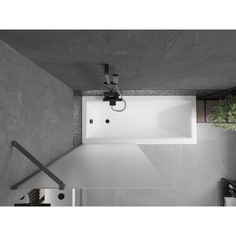 Mexen Next Badewannenfaltwand 1-flügelig 80 x 150 cm, Frost, Gun Metal - 895-080-000-00-30-95