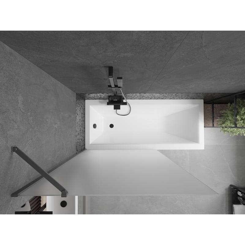 Mexen Next Badewannenabtrennung 1-flügelig 100 x 150 cm, Milchglas, Gun Metal - 895-100-000-00-30-95