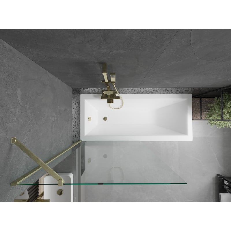 Mexen Next Badewannenabtrennung 1-flügelig 90 x 150 cm, transparent, gold gebürstet - 895-090-000-00-00-55