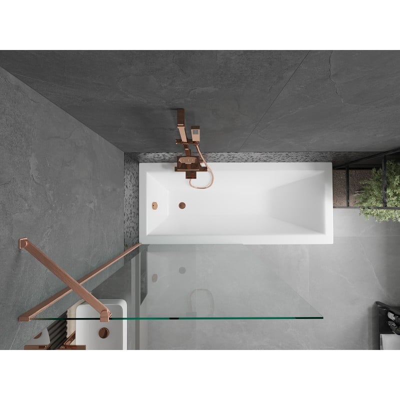 Mexen Next Badewannenwand 1-flügelig 90 x 150 cm, transparent, gebürstetes Kupfer - 895-090-000-00-00-65