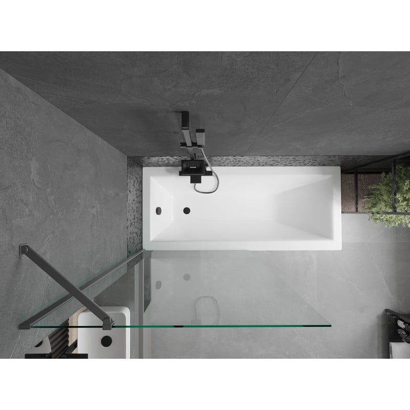 Mexen Next Badewannenwand 1-flügelig 90 x 150 cm, transparent, Gun Metal - 895-090-000-00-00-95