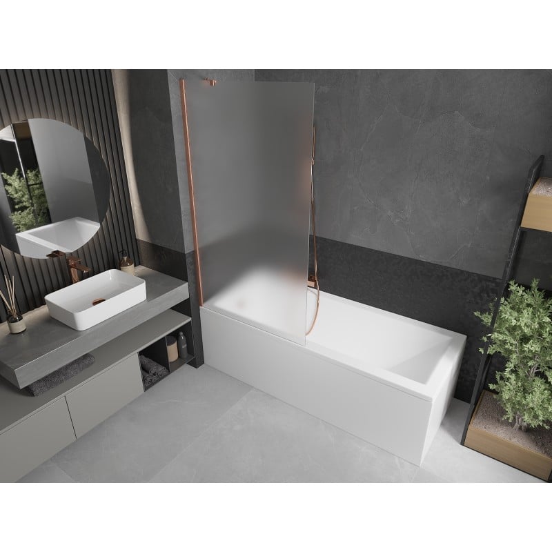Mexen Next Badewannenabtrennung 1-flügelig 90 x 150 cm, matt, gebürstetes Kupfer - 895-090-000-00-30-65