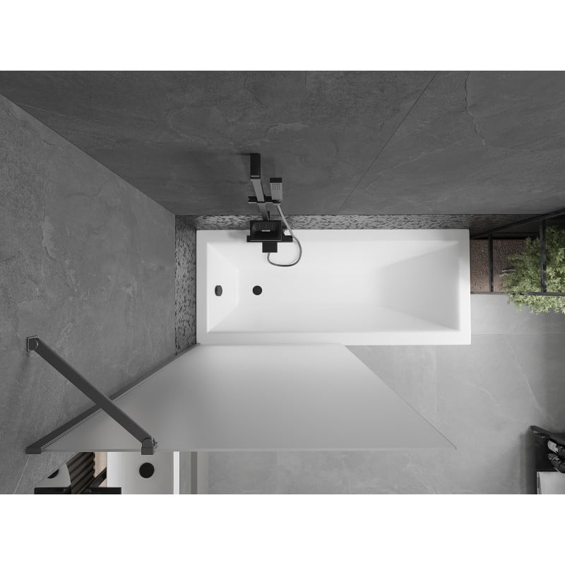 Mexen Next Badewannenabtrennung 1-flügelig 90 x 150 cm, Frost, Gun Metal - 895-090-000-00-30-95