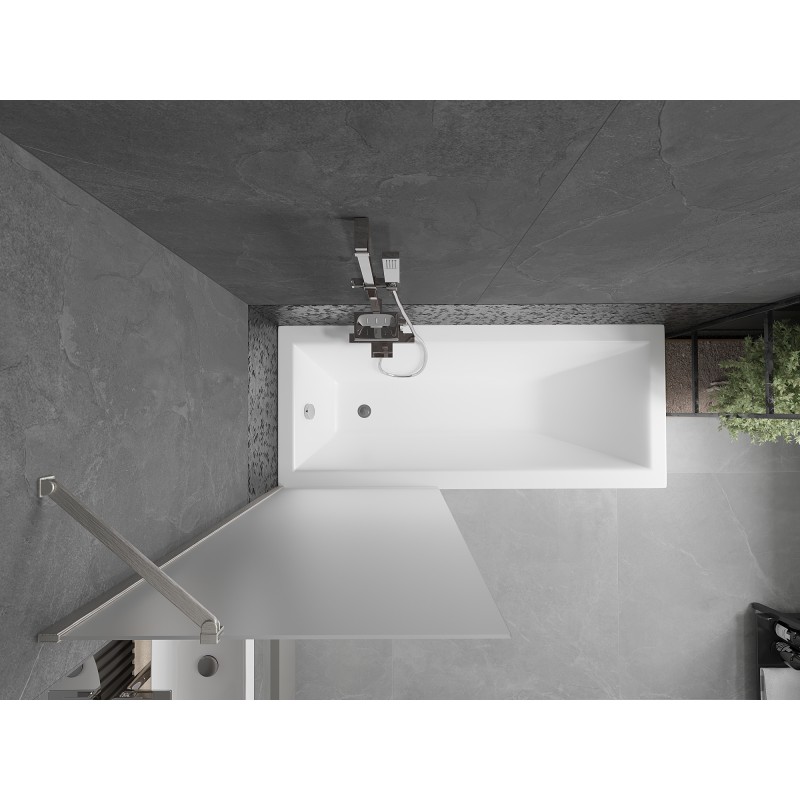 Mexen Next Badewannenwand 1-teilig 70 x 150 cm, Mattglas, gebürsteter Nickel - 895-070-000-00-30-97