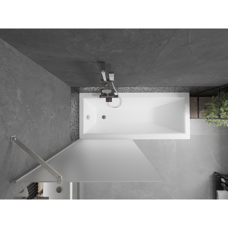 Mexen Next Einteilige Badewannenfaltwand 80 x 150 cm, Mattglas, gebürstetes Nickel - 895-080-000-00-30-97