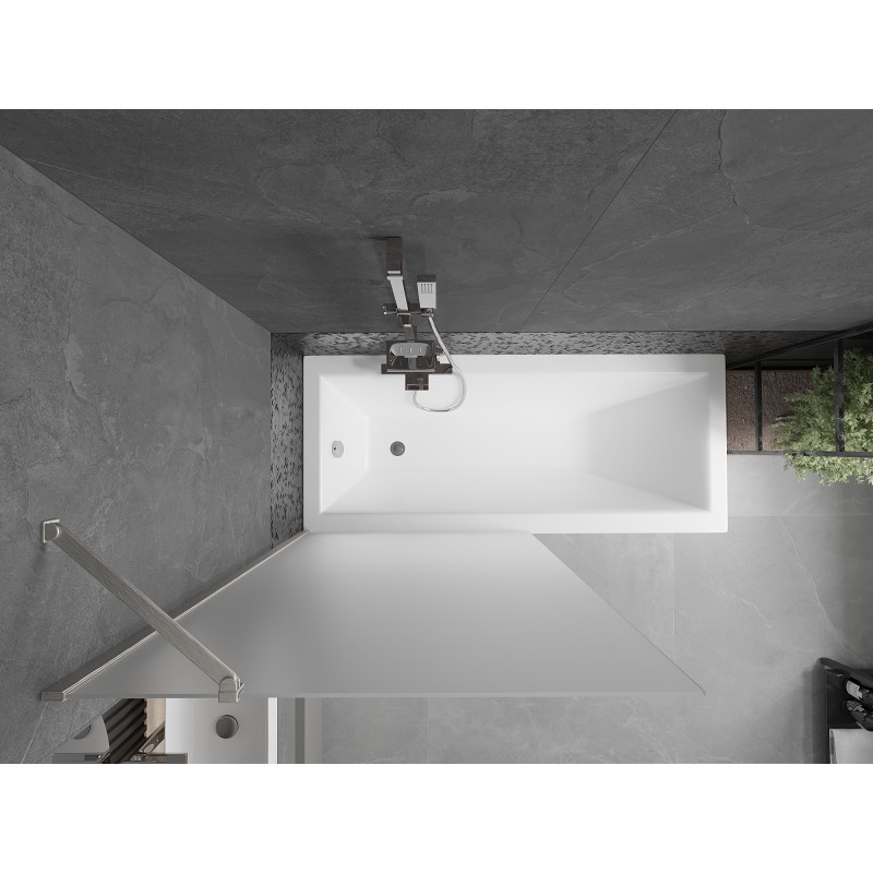 Mexen Next Badewannenabtrennung 1-flügelig 90 x 150 cm, matt, gebürsteter Nickel - 895-090-000-00-30-97