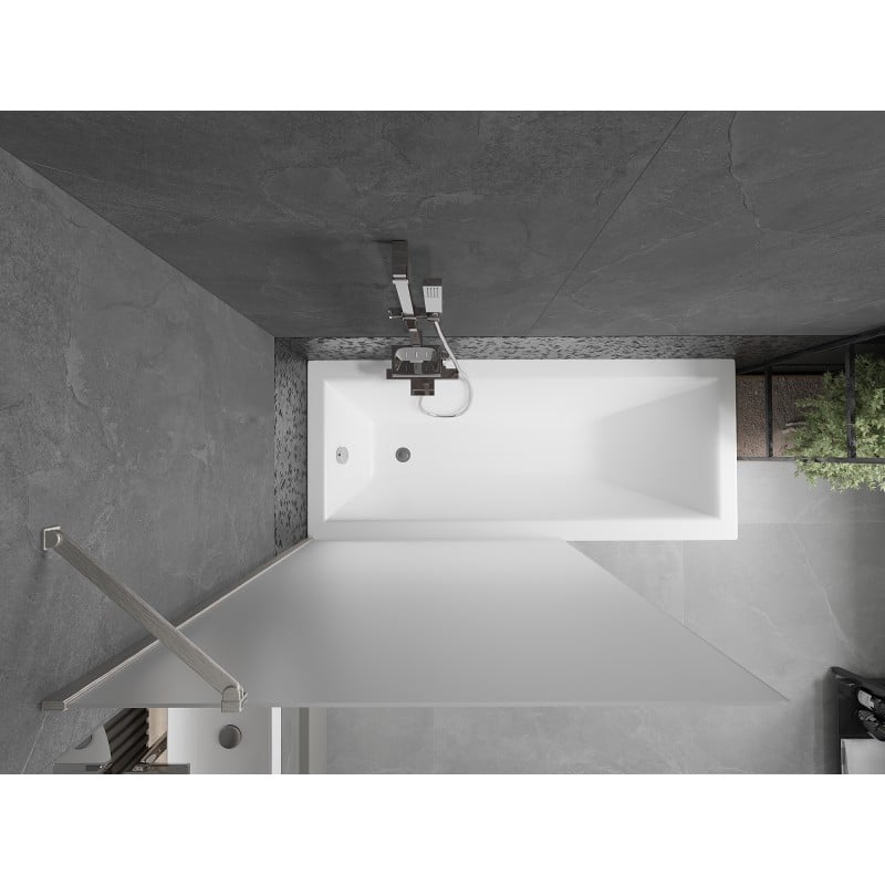 Mexen Next 1-flügelige Badewannenwand 100 x 150 cm, matt, gebürsteter Nickel - 895-100-000-00-30-97