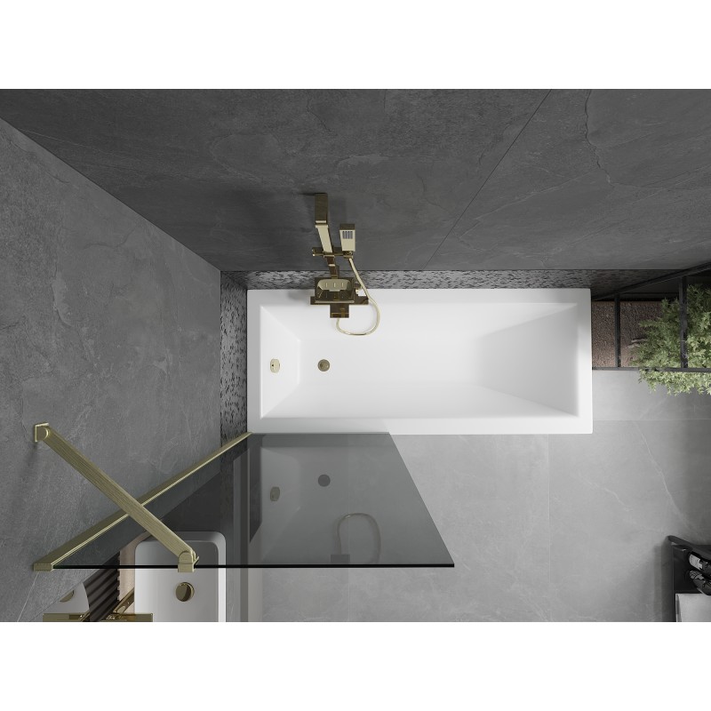 Mexen Next Badewannenfaltwand 1-flügelig 70 x 150 cm, Graphit, gebürstetes Gold - 895-070-000-00-40-55