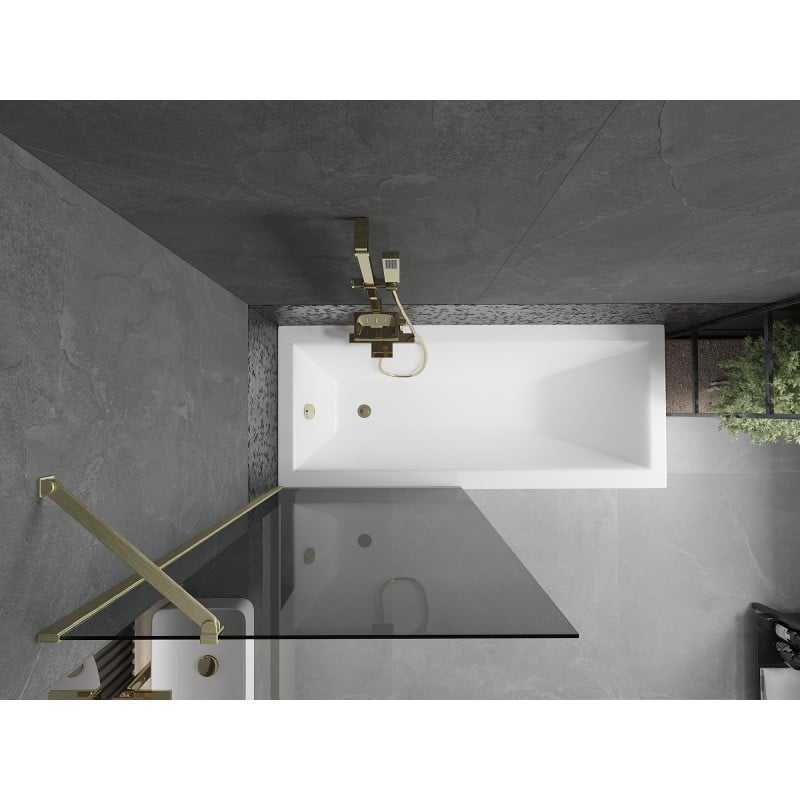 Mexen Next Badewannenabtrennung 1-flügelig 80 x 150 cm, graphit, gebürstetes Gold - 895-080-000-00-40-55
