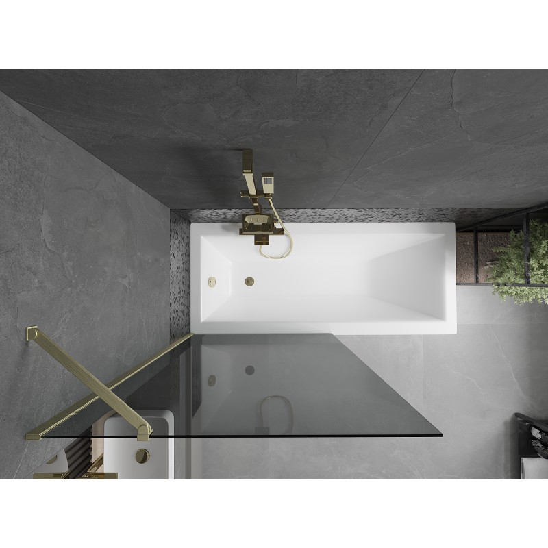 Mexen Next Duschabtrennung für die Badewanne 1-flügelig 90 x 150 cm, Graphit, gebürstetes Gold - 895-090-000-00-40-55
