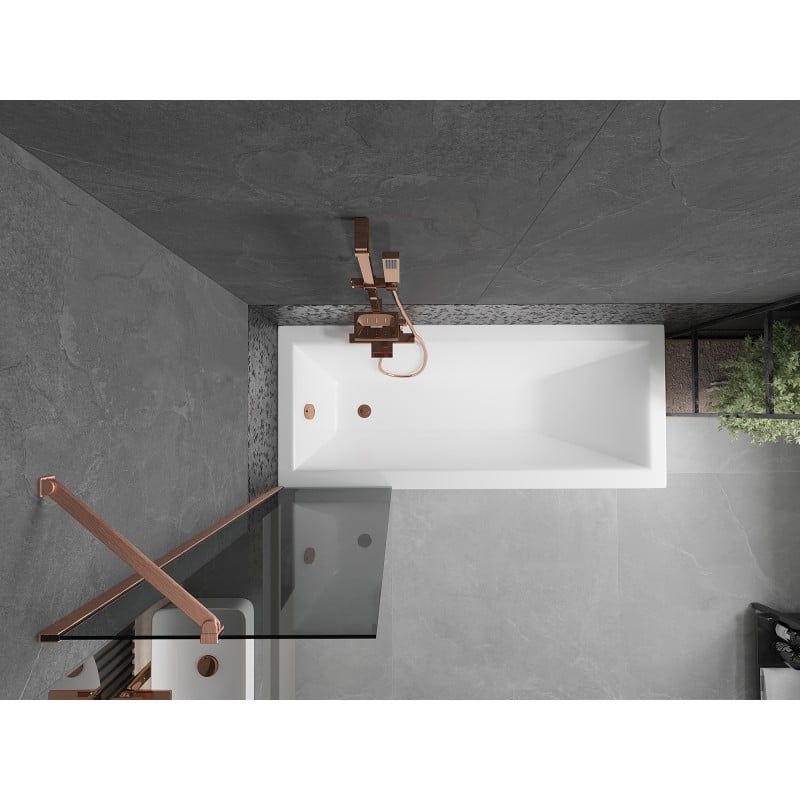 Mexen Next Badewannenfaltwand 1-flügelig 50 x 150 cm, Graphit, gebürstetes Kupfer - 895-050-000-00-40-65