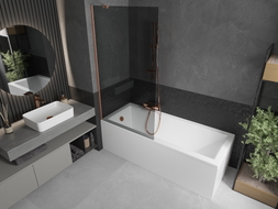 Mexen Next Badewannenabtrennung 1-flügelig 90 x 150 cm, grafit, gebürstetes Kupfer - 895-090-000-00-40-65