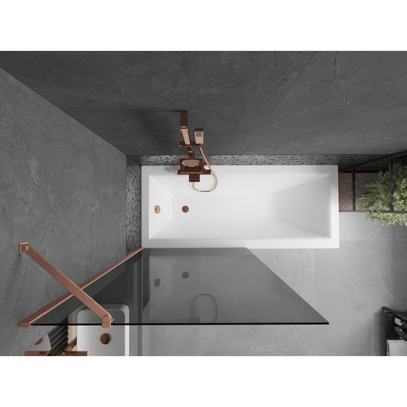 Mexen Next Badewannenabtrennung 1-flügelig 90 x 150 cm, grafit, gebürstetes Kupfer - 895-090-000-00-40-65